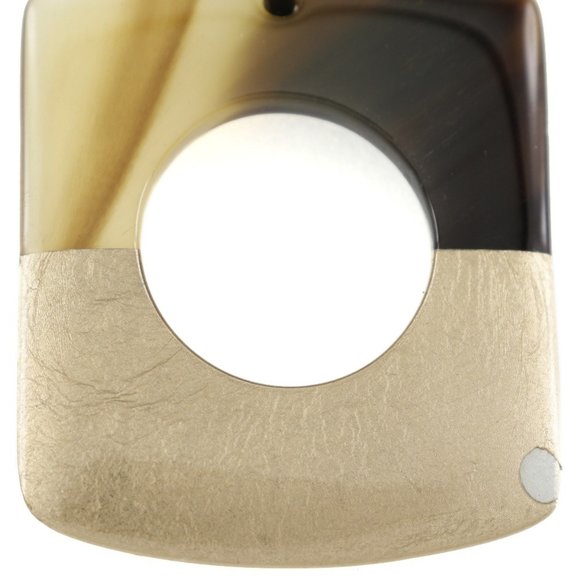 HERMÈS Bicolor Buffalo Horn Earrings Brown/Gold 14.0g Dalva - Picture 6 of 8